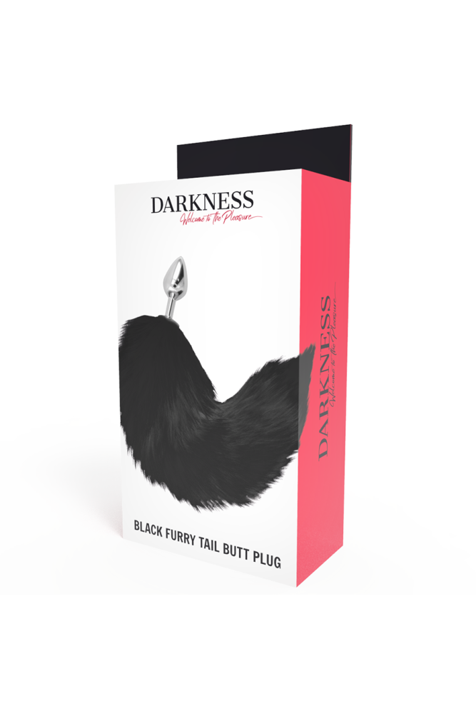 DARKNESS - PLUG ANALE ARGENTO 8 CM CON CODA NERA