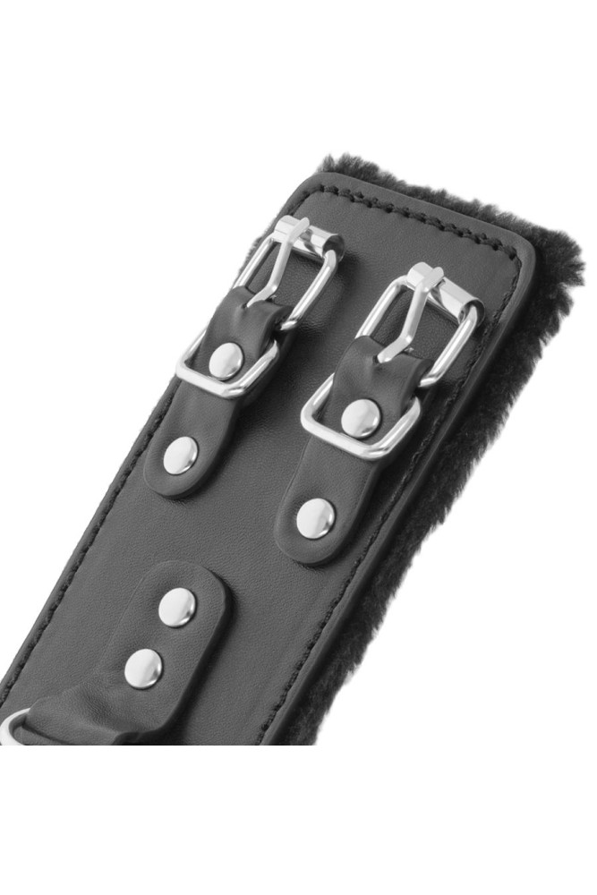 DARKNESS - MANETTE NERE REGOLABILI IN PELLE CON FODERA