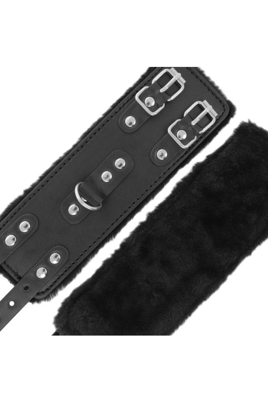 DARKNESS - MANETTE NERE REGOLABILI IN PELLE CON FODERA