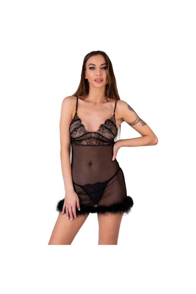 LIVCO CORSETTI FASHION - SET ZERUNAM BABYDOLL + PERIZOMA NERO