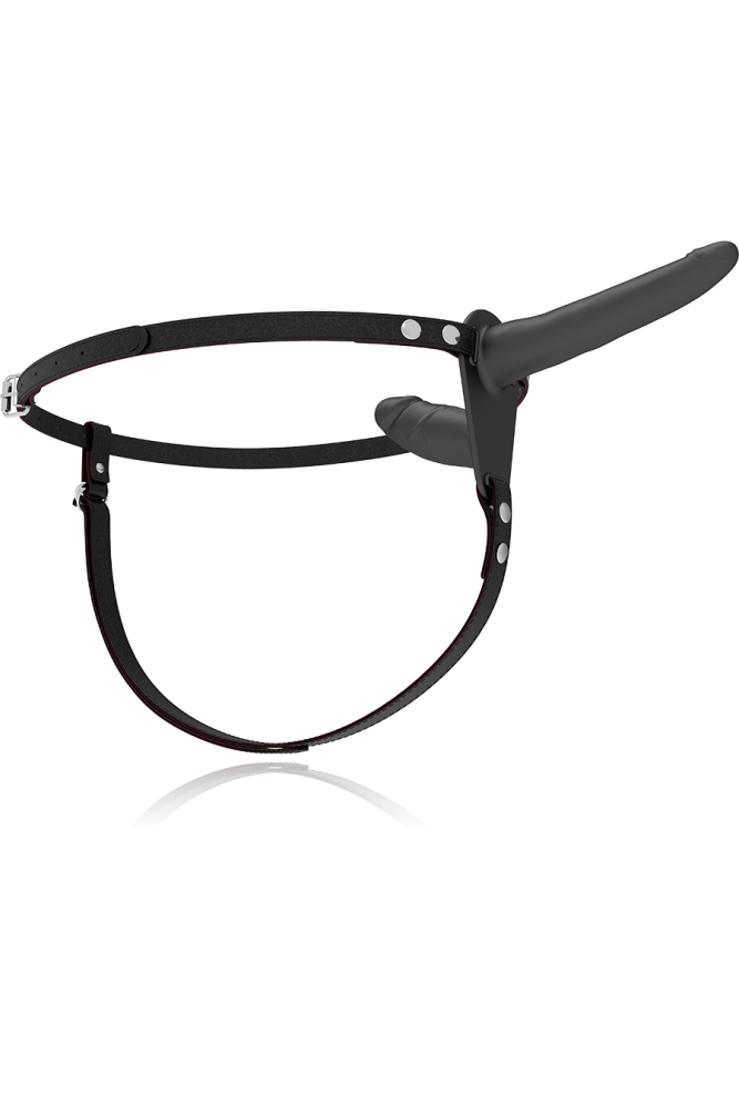 FETISH SUBMISSIVE HARNESS - VIBRATORE NERO A DOPPIA PENETRAZIONE