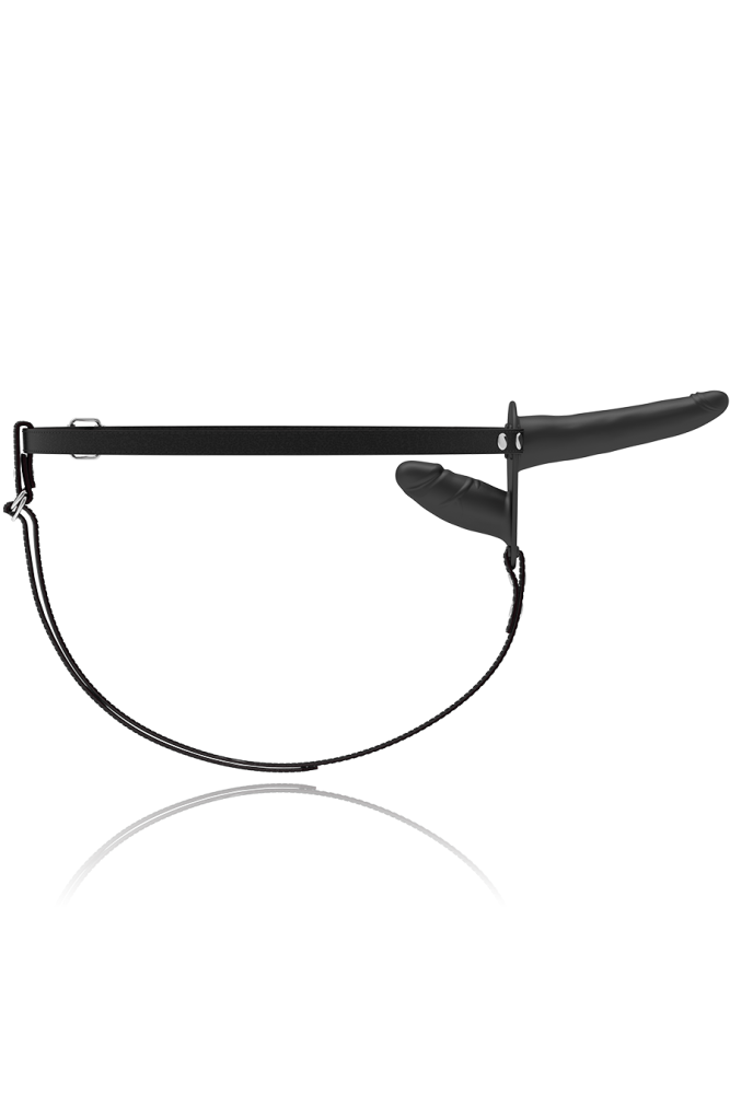 FETISH SUBMISSIVE HARNESS - VIBRATORE NERO A DOPPIA PENETRAZIONE