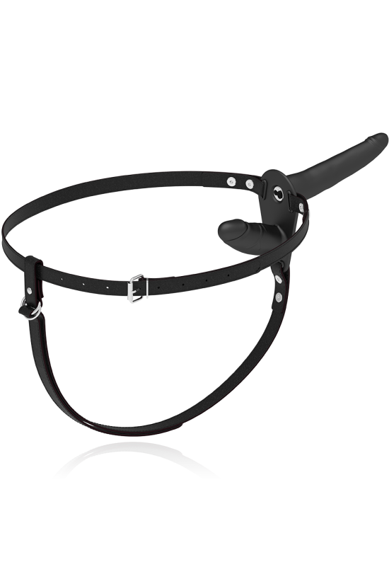 FETISH SUBMISSIVE HARNESS - VIBRATORE NERO A DOPPIA PENETRAZIONE