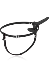 FETISH SUBMISSIVE HARNESS - VIBRATORE NERO A DOPPIA PENETRAZIONE