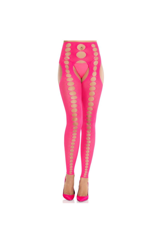 LEG AVENUE - CALZE COPRENTI SENZA SPALLINE E SENZA CUCITURE ROSA NEON