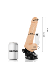 BASECOCK - VIBRATORE REALISTICO TELECOMANDO NATURALE CON TESTICOLI 19.5 CM -O- 4 CM