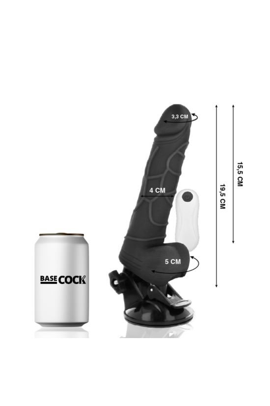 BASECOCK - VIBRATORE REALISTICO TELECOMANDO NERO CON TESTICOLI 19.5 CM -O- 4 CM