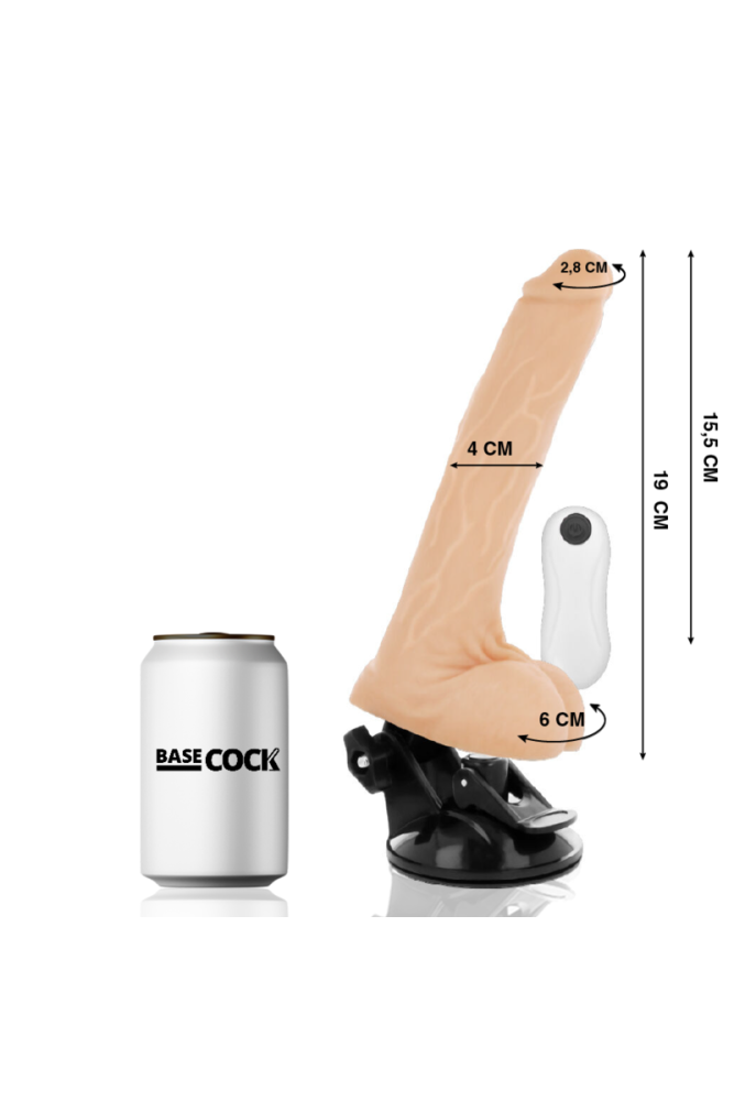 BASECOCK - VIBRATORE TELECOMANDO REALISTICO NATURALE 19 CM -O- 4 CM