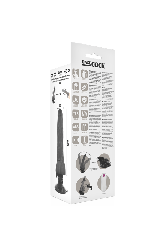BASECOCK - VIBRATORE REALISTICO TELECOMANDO NERO 19 CM -O- 4 CM