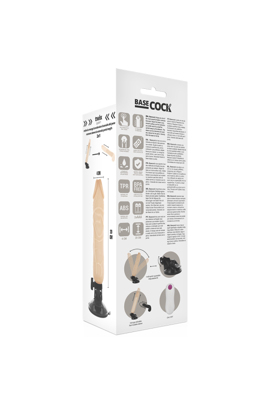 BASECOCK - VIBRATORE REALISTICO TELECOMANDO FLESH 20 CM -O- 4 CM