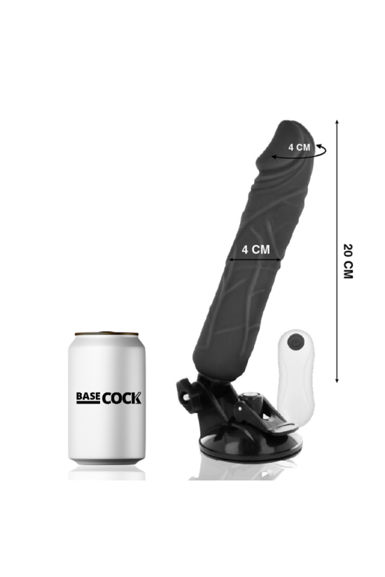 BASECOCK - VIBRATORE REALISTICO TELECOMANDO NERO 20 CM -O- 4 CM