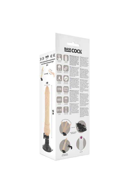 BASECOCK - VIBRATORE TELECOMANDO NATURALE REALISTICO 19.5 CM -O- 4 CM