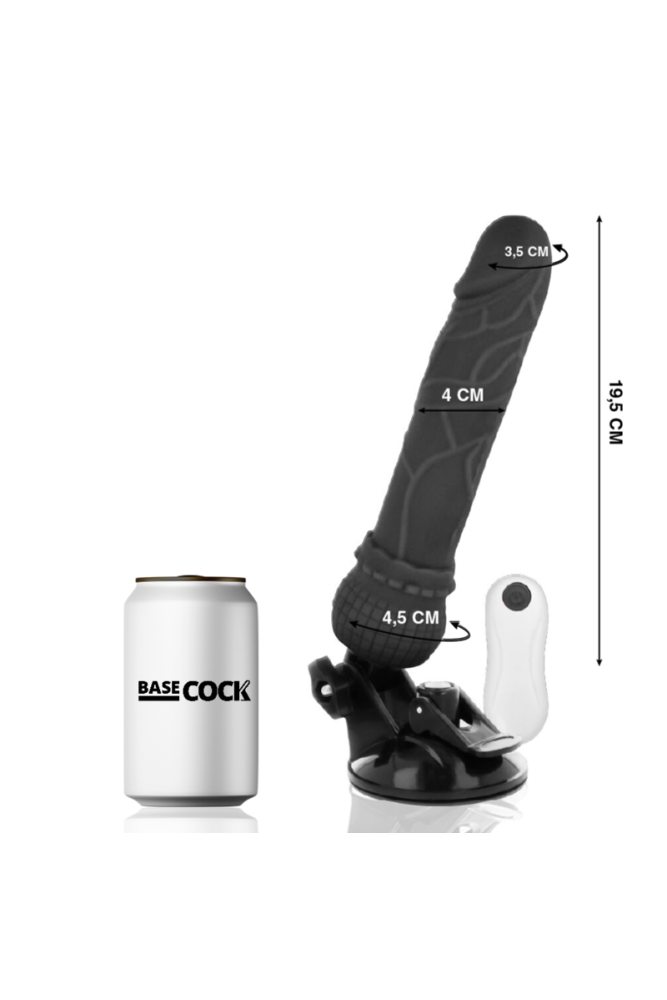 BASECOCK - VIBRATORE REALISTICO TELECOMANDO NERO 19.5 CM -O- 4 CM