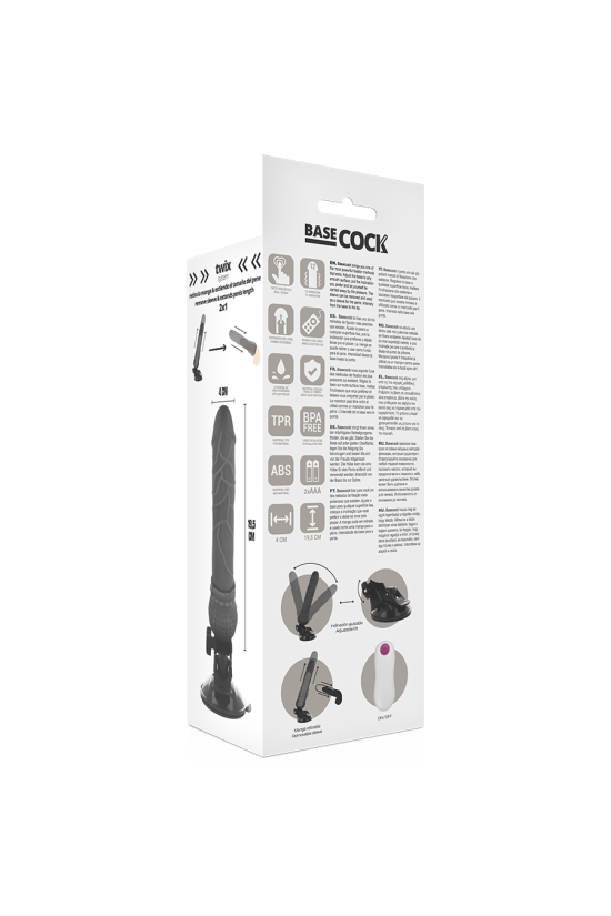 BASECOCK - VIBRATORE REALISTICO TELECOMANDO NERO 19.5 CM -O- 4 CM
