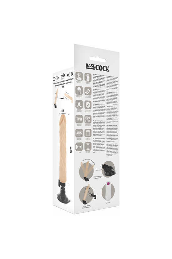 BASECOCK - VIBRATORE REALISTICO TELECOMANDO NATURALE 21 CM -O- 4 CM