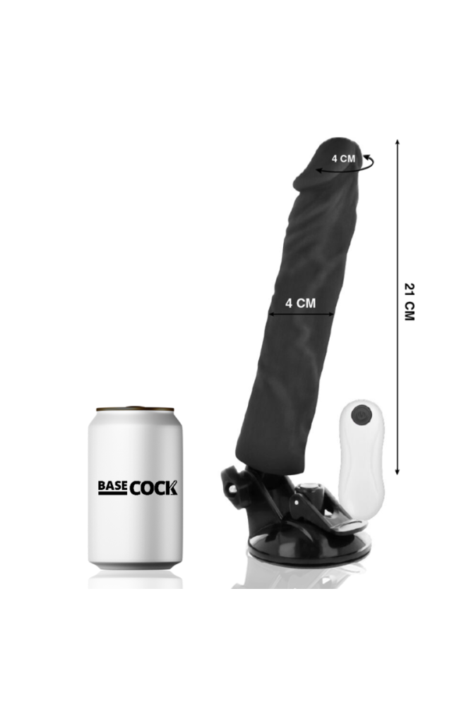 BASECOCK - VIBRATORE REALISTICO TELECOMANDO NERO 21 CM -O- 4 CM