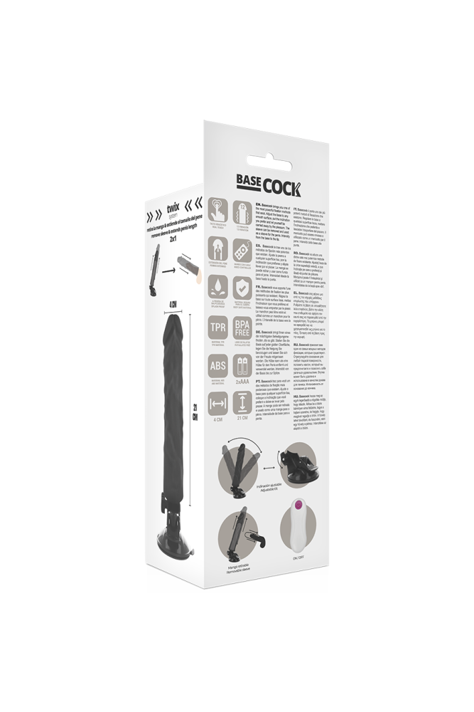 BASECOCK - VIBRATORE REALISTICO TELECOMANDO NERO 21 CM -O- 4 CM
