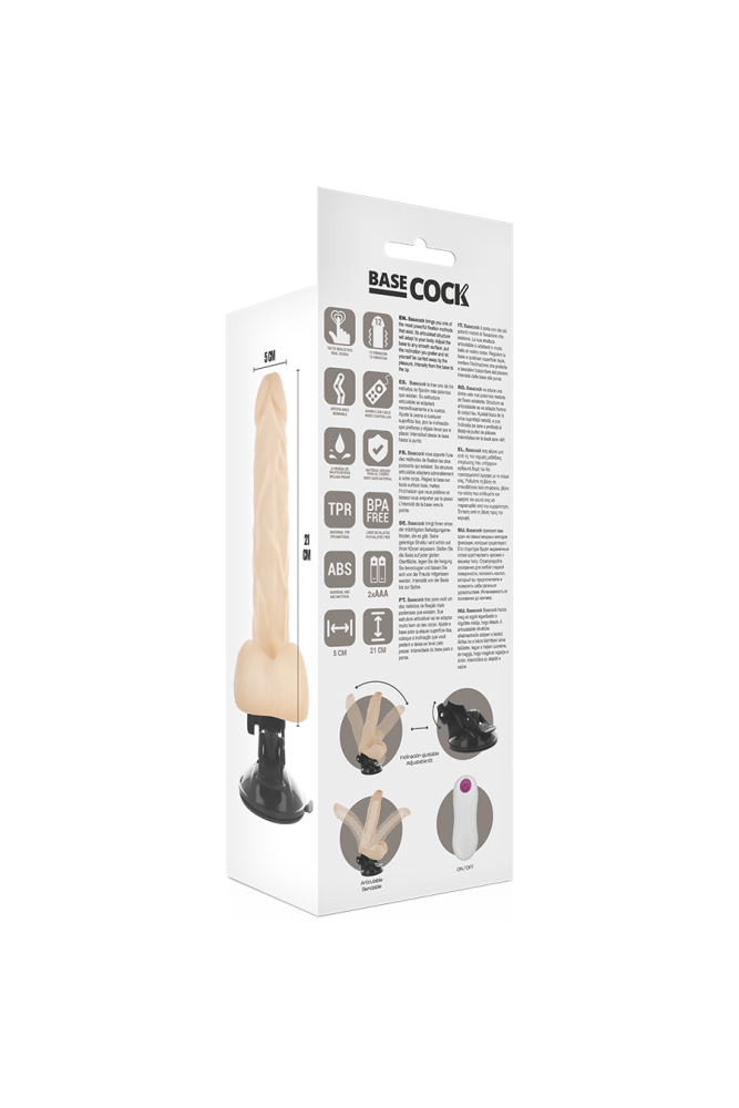 BASECOCK - VIBRATORE ARTICOLABILE TELECOMANDO NATURALE 21 CM -O- 5 CM