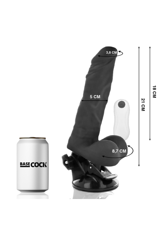 BASECOCK - VIBRATORE ARTICOLABILE TELECOMANDO NERO 21 CM -O- 5 CM
