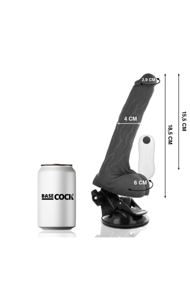 BASECOCK - VIBRATORE ARTICOLABILE TELECOMANDO NERO 18.5 CM -O- 4 CM